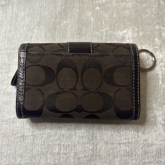 Coach Dark Brown Signature Key Case - Picture 4 of 13